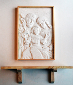 Zestaw do Świętej Rodzinnej Modlitwy - dwa elementy - płaskorzeźba z gipsu ceramicznego