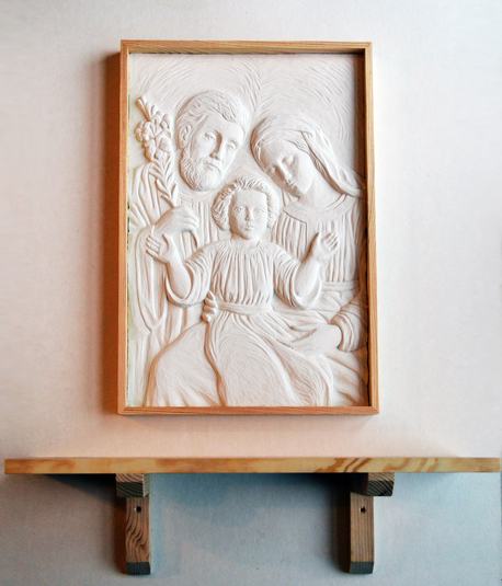 Zestaw do Świętej Rodzinnej Modlitwy - dwa elementy - płaskorzeźba ze sztucznego kamienia (1)