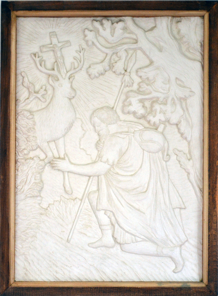 Wizja Świętego Huberta – - płaskorzeźba ze sztucznego kamienia (1)