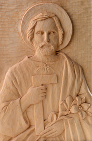 Święty Józef Robotnik – płaskorzeźba z drewna lipowego